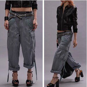 NWT R13 Cropped Cargo Pant - Faded Steel Blue Canvas Sz 24/25